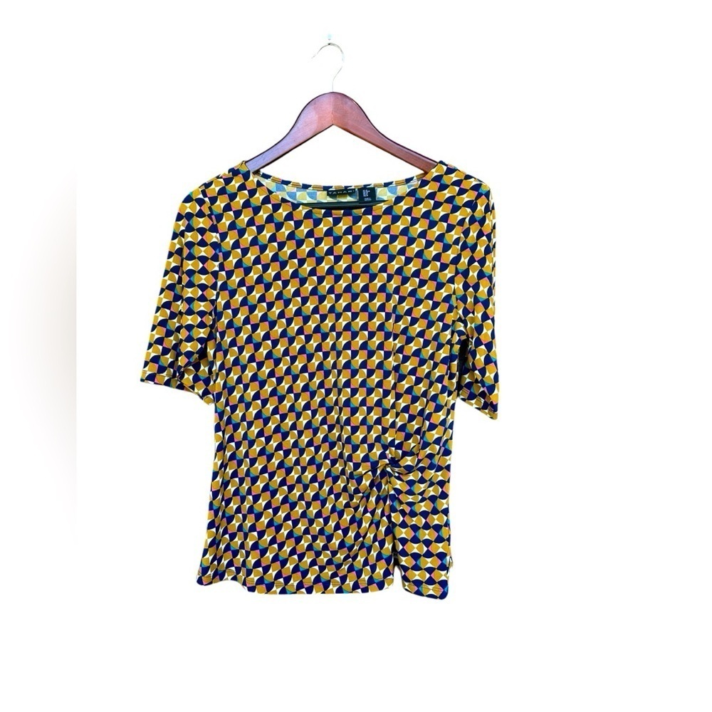 Tahari Womens Abstract Geometric Blouse Size Medium
